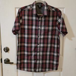 Volcom Red and Black Plaid Button Down Shirt